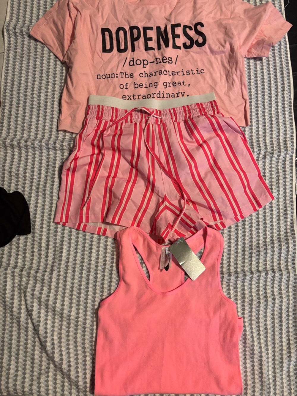 Pink Striped Athletic Shorts - Women's Casual Performance